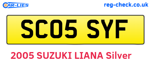 SC05SYF are the vehicle registration plates.