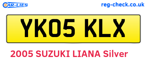 YK05KLX are the vehicle registration plates.