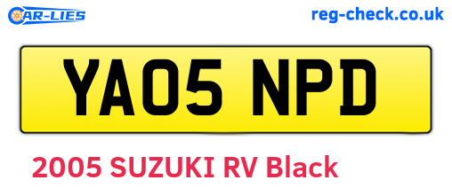 YA05NPD are the vehicle registration plates.