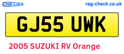 GJ55UWK are the vehicle registration plates.