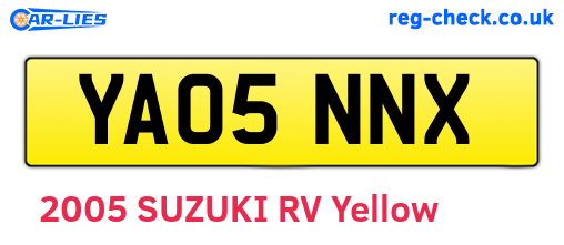 YA05NNX are the vehicle registration plates.