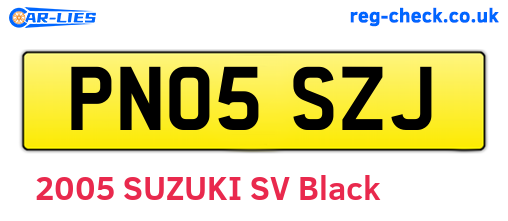 PN05SZJ are the vehicle registration plates.
