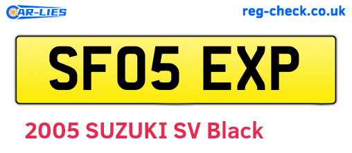 SF05EXP are the vehicle registration plates.