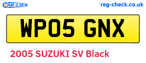 WP05GNX are the vehicle registration plates.