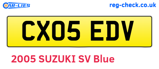 CX05EDV are the vehicle registration plates.
