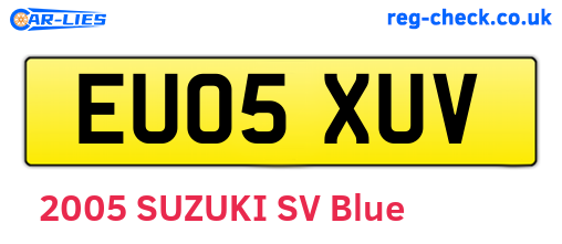 EU05XUV are the vehicle registration plates.