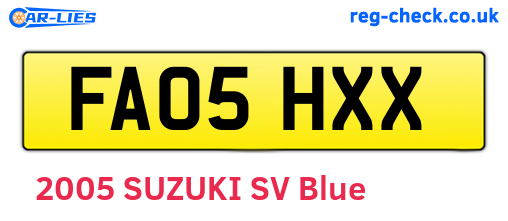 FA05HXX are the vehicle registration plates.