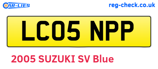 LC05NPP are the vehicle registration plates.