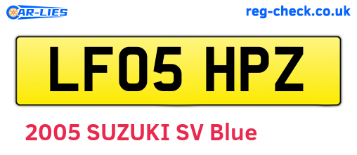 LF05HPZ are the vehicle registration plates.