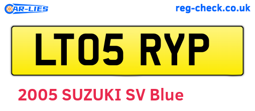 LT05RYP are the vehicle registration plates.