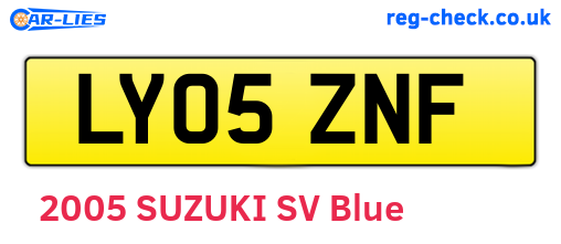LY05ZNF are the vehicle registration plates.