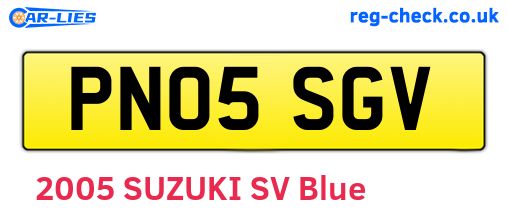 PN05SGV are the vehicle registration plates.