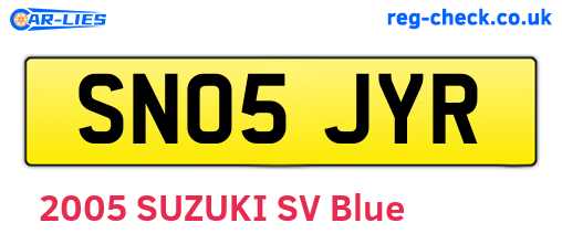 SN05JYR are the vehicle registration plates.