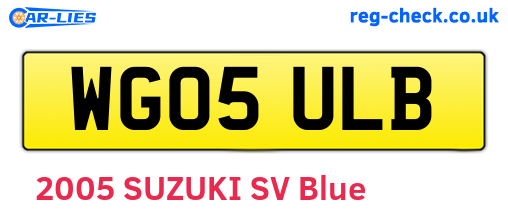 WG05ULB are the vehicle registration plates.