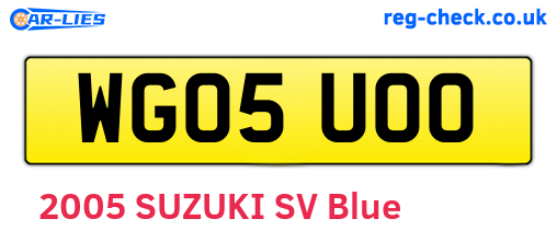 WG05UOO are the vehicle registration plates.