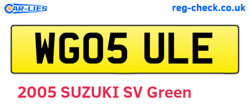 WG05ULE are the vehicle registration plates.