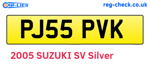 PJ55PVK are the vehicle registration plates.