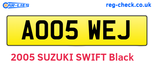 AO05WEJ are the vehicle registration plates.