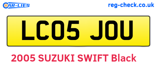 LC05JOU are the vehicle registration plates.