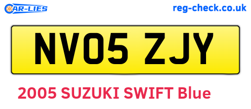 NV05ZJY are the vehicle registration plates.