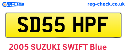 SD55HPF are the vehicle registration plates.