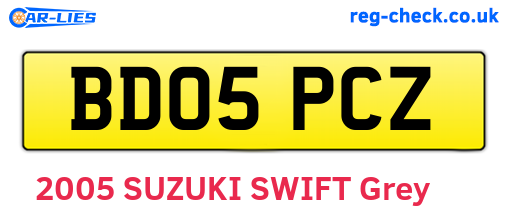 BD05PCZ are the vehicle registration plates.