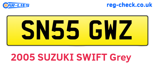 SN55GWZ are the vehicle registration plates.