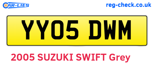 YY05DWM are the vehicle registration plates.