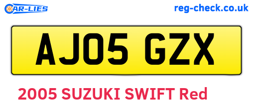 AJ05GZX are the vehicle registration plates.