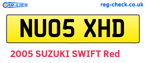 NU05XHD are the vehicle registration plates.