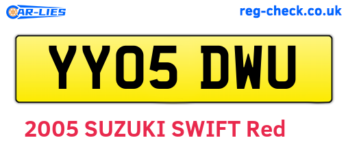 YY05DWU are the vehicle registration plates.