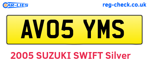 AV05YMS are the vehicle registration plates.