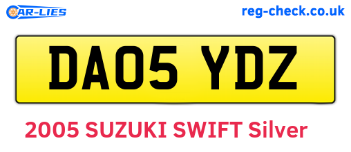 DA05YDZ are the vehicle registration plates.