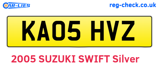 KA05HVZ are the vehicle registration plates.