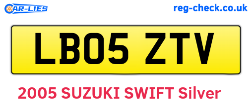 LB05ZTV are the vehicle registration plates.