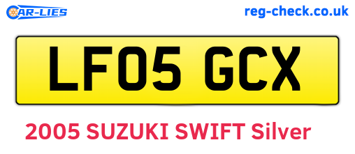 LF05GCX are the vehicle registration plates.