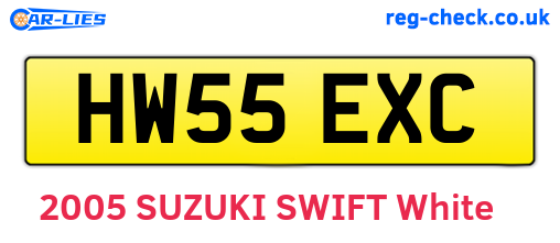 HW55EXC are the vehicle registration plates.
