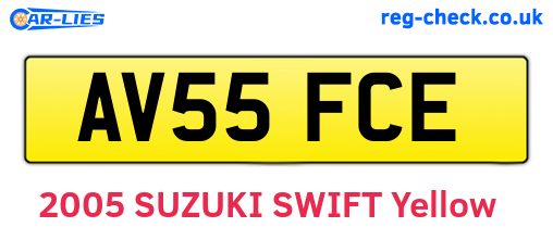 AV55FCE are the vehicle registration plates.