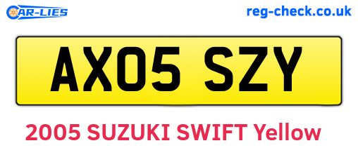 AX05SZY are the vehicle registration plates.