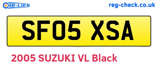 SF05XSA are the vehicle registration plates.
