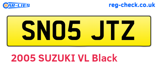 SN05JTZ are the vehicle registration plates.