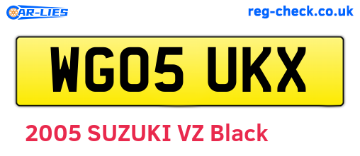 WG05UKX are the vehicle registration plates.