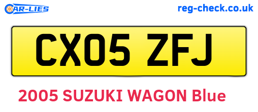 CX05ZFJ are the vehicle registration plates.