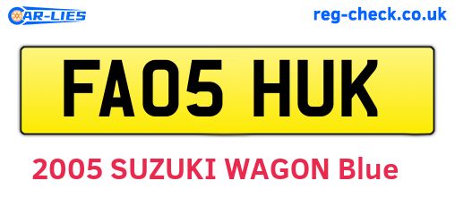 FA05HUK are the vehicle registration plates.