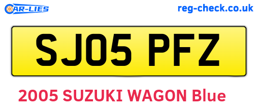 SJ05PFZ are the vehicle registration plates.
