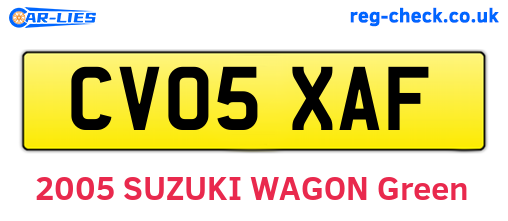 CV05XAF are the vehicle registration plates.