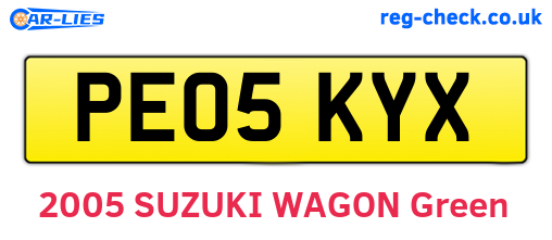 PE05KYX are the vehicle registration plates.