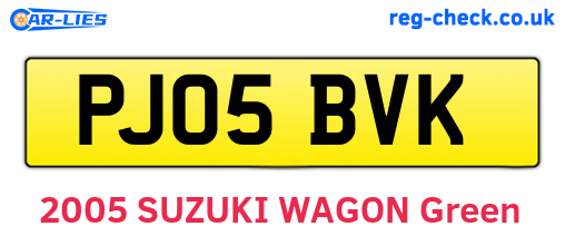 PJ05BVK are the vehicle registration plates.