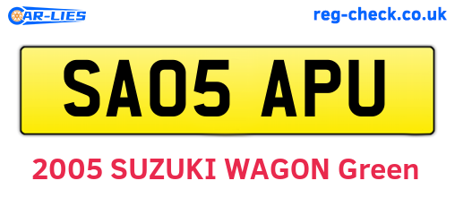 SA05APU are the vehicle registration plates.