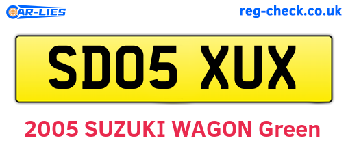SD05XUX are the vehicle registration plates.